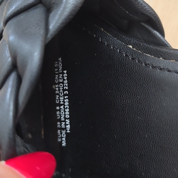 H&M Black Braided Slides Woven Flat Sandals Size 8 - Picture 6 of 8